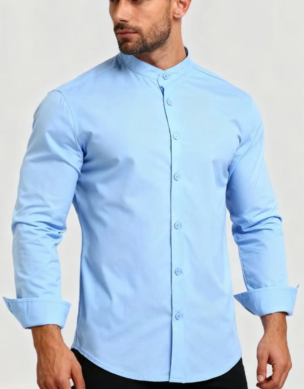 Youth Men’s Stand-Up Collar Shirt